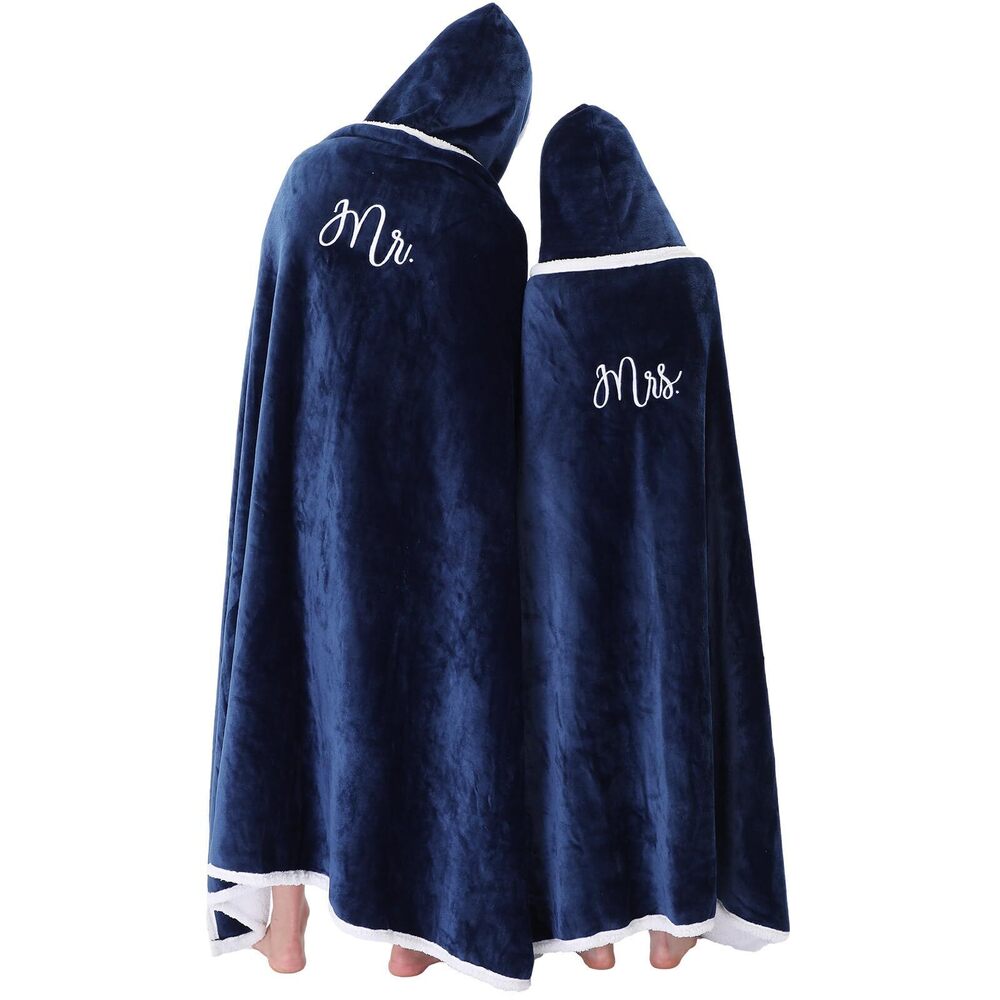 8898 2 Pcs Wearable Blankets for Couples His and Hers Embroidered Blanket